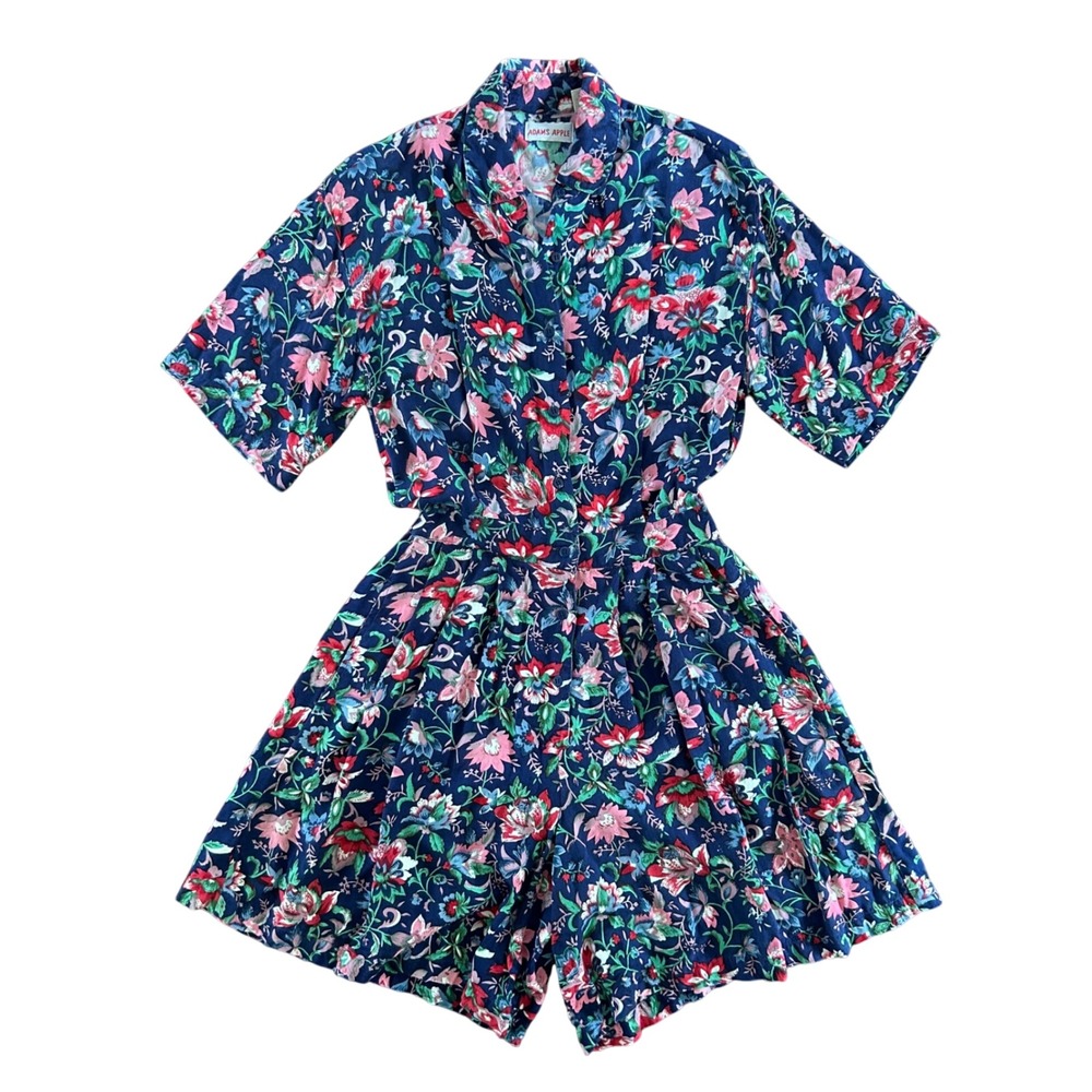 Vintage Adams Apple‎ Floral Short Sleeve Romper Women's Size Small